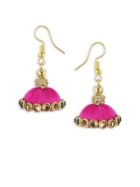 

AKSHARA Pink & Gold-Plated Handcrafted Dome Shaped Jhumkas