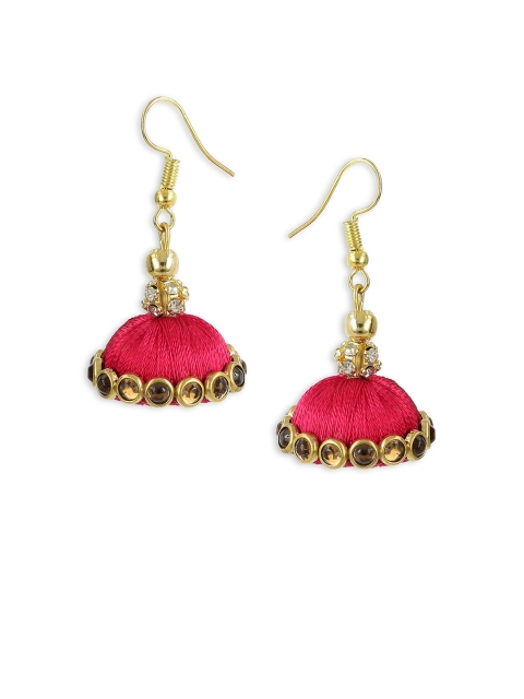 

AKSHARA Red & Gold-Plated Handcrafted Dome Shaped Jhumkas