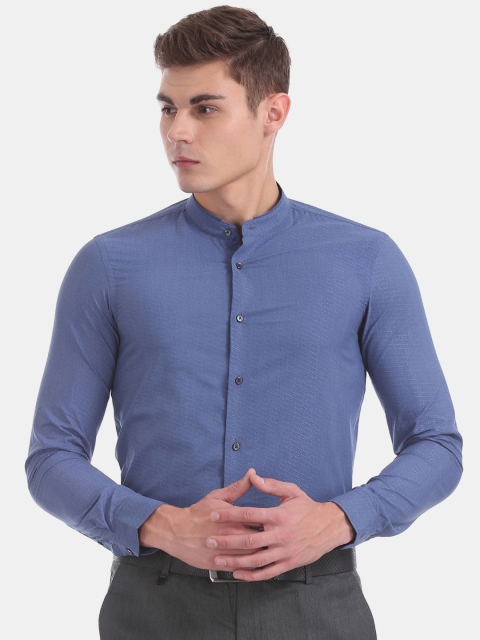 

Arrow Men Blue Slim Fit Self Design Formal Shirt