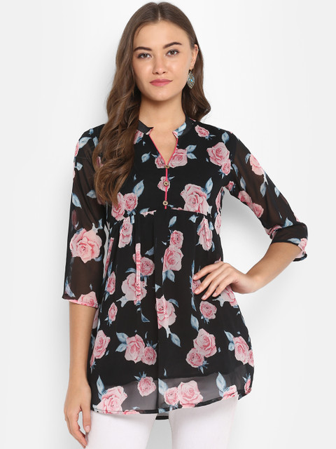 

Mytri Women Black Printed Tunic