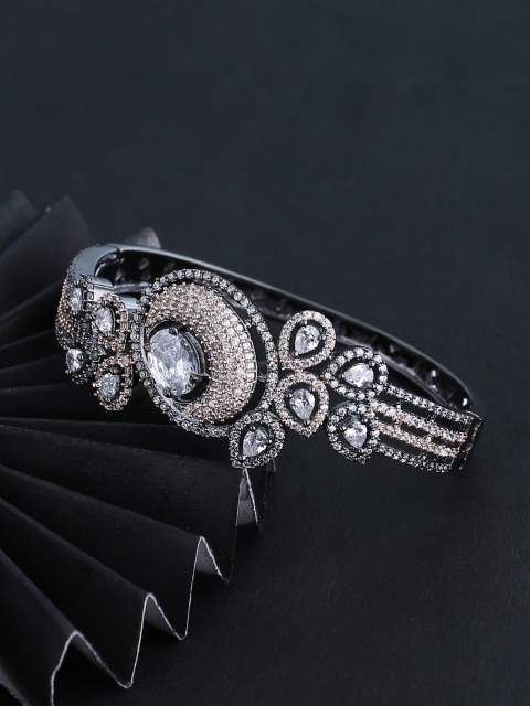 

Voylla Black Gold-Plated Handcrafted CZ Studded Cuff Bracelet