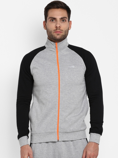 

Yuuki Men Grey Melange & Black Colourblocked Sweatshirt
