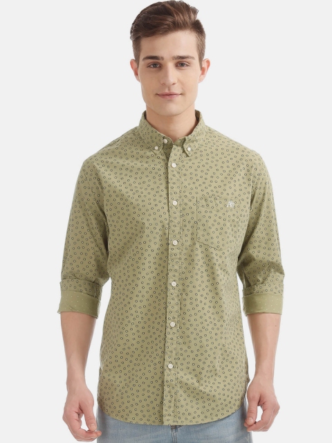 

Aeropostale Men Khaki Regular Fit Printed Casual Shirt