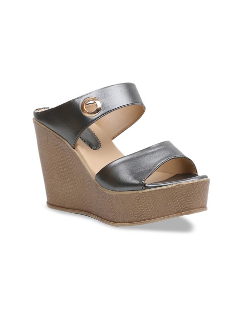

pelle albero Women Gunmetal-Toned Solid Heels, Metallic