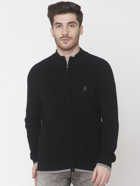 

Mufti Men Black Solid Front-Open Sweater