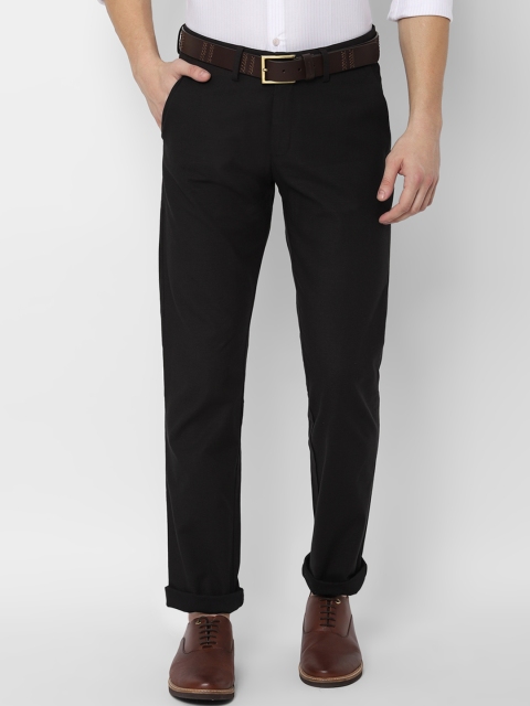 Allen Solly Men Black Slim Fit Solid Regular Trousers