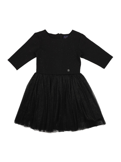 

Allen Solly Junior Girls Black Self Design Fit and Flare Dress