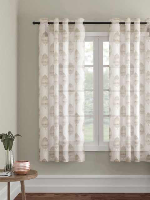 

Soumya Beige & Off-White Printed Lightweight Single Sheer Window Curtain