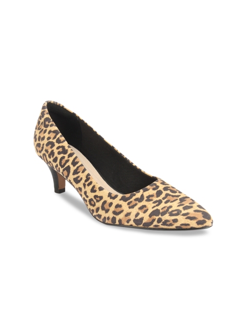 

Clarks Women Beige Printed Suede Pumps