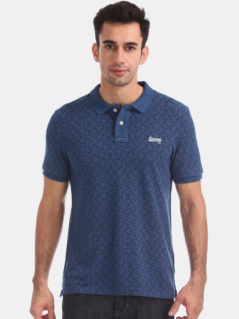 

Aeropostale Men Blue Printed Polo Collar T-shirt