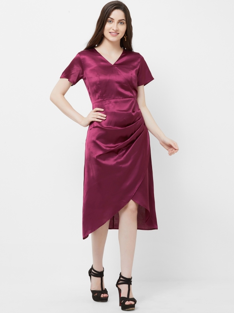 

MISH Women Magenta Solid Wrap Dress