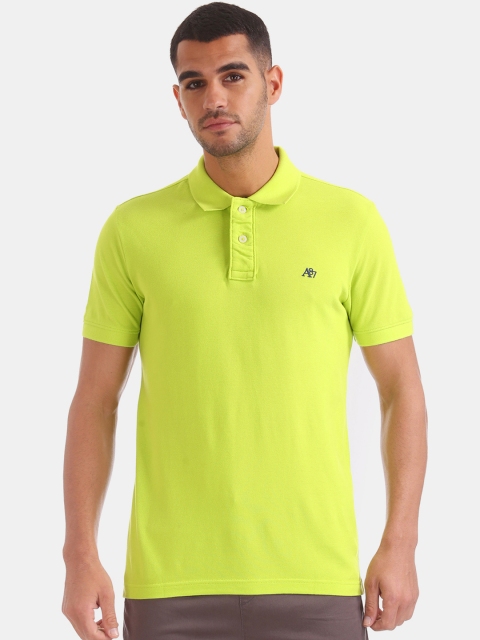 

Aeropostale Men Lime Green Solid Polo Collar T-shirt