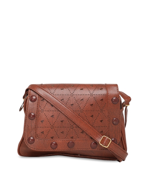 

DIVA WALK Brown Embellished Leather Sling Bag