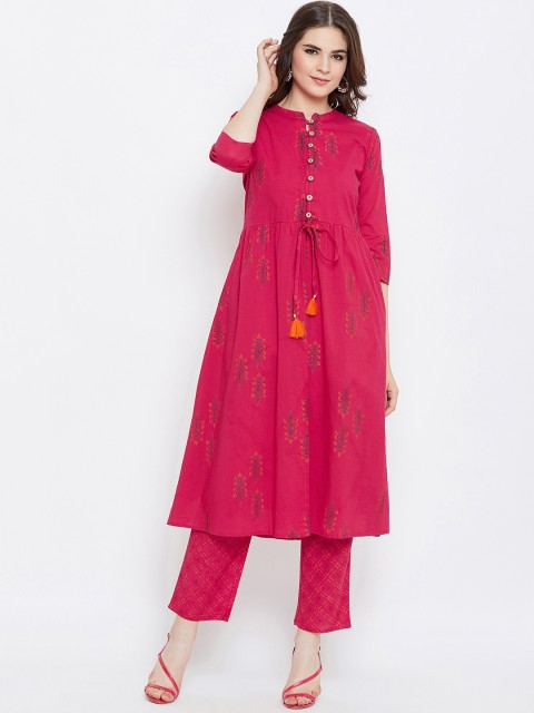 

Prakhya Women Pink Printed Kurta with Trousers