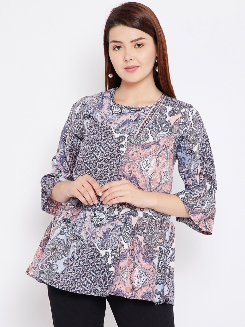 

Toshee Women White & Blue Printed Top
