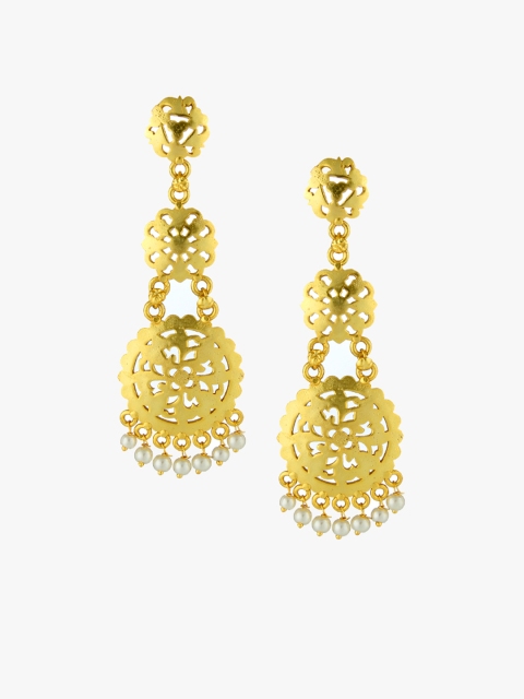 

Adwitiya Collection Gold-Plated Oxidised Geometric Drop Earrings