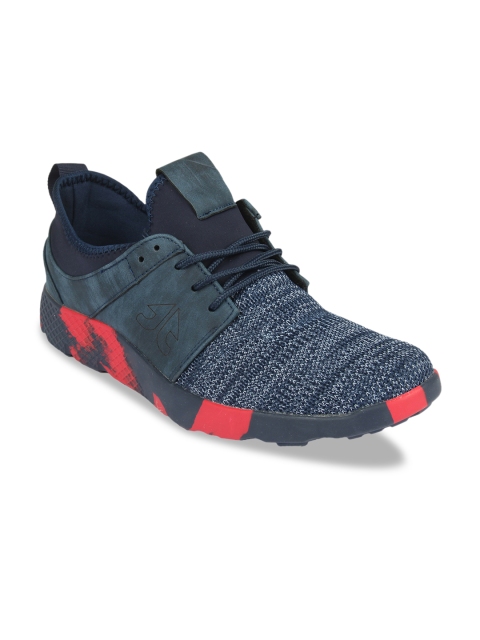 

OFF LIMITS Men Navy Blue Woven Design Running Shoes