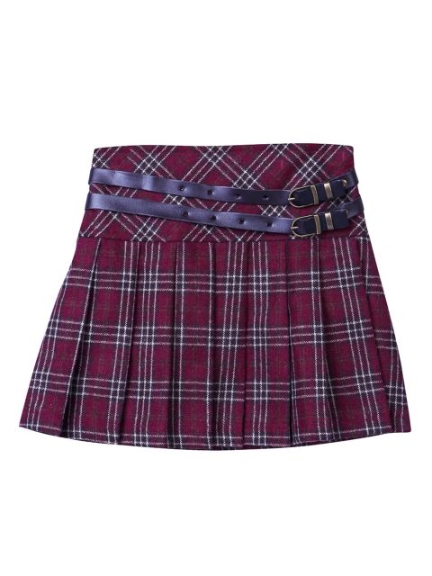 

LilPicks Girls Maroon Checked A-Line Knee-Length Skirt