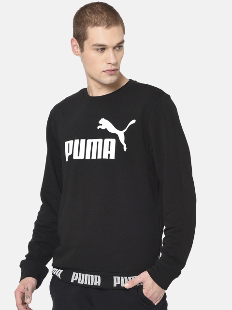 Puma Men Black & White Printed Amplified Crew Sweatshirt