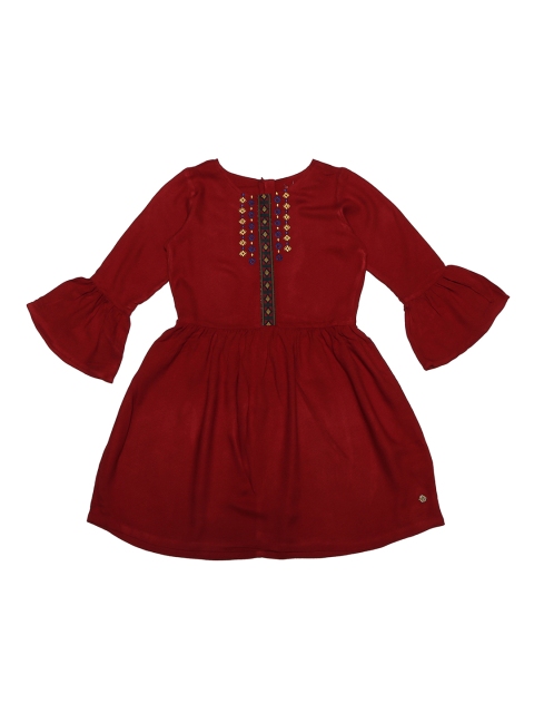

Allen Solly Junior Girls Maroon Embroidered Fit and Flare Dress