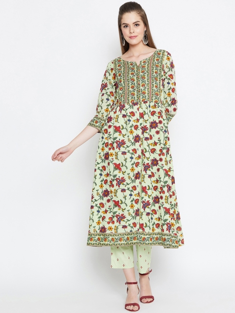 

Prakhya Women Green Printed Kurta with Trousers