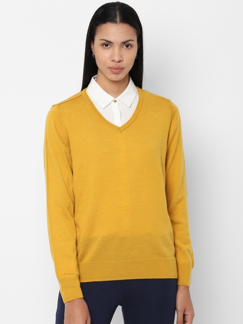 

Allen Solly Woman Mustard Yellow Solid Pullover Sweater