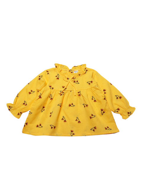 

J Style Girls Yellow Floral Print Fit and Flare Dress
