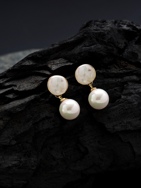 

E2O White & Gold-Plated Geometric Drop Earrings