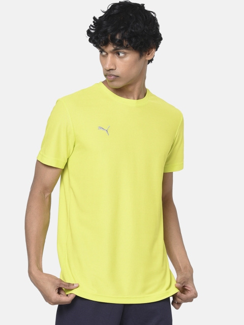 

Puma Men Yellow Solid Round Neck Training T-shirt