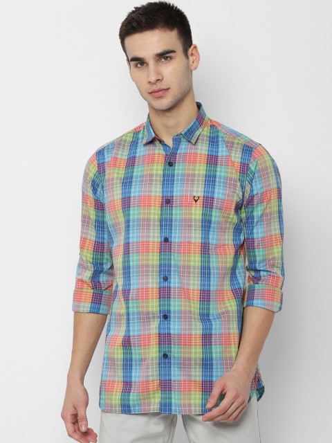 

Allen Solly Men Blue & Green Slim Fit Checked Casual Shirt