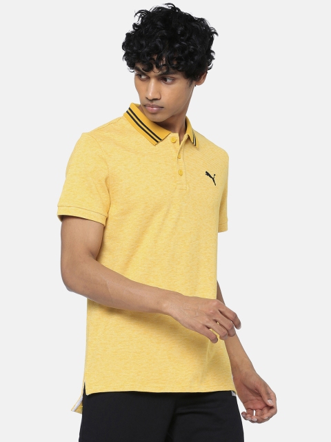 

Puma Men Yellow Solid Polo Collar Sulphur Heather T-shirt