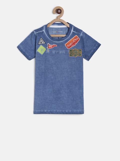 

TALES & STORIES Boys Navy Blue Printed Round Neck T-shirt