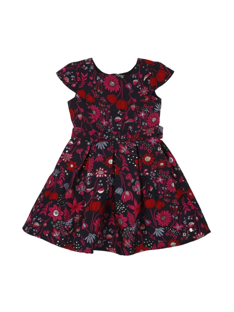 

Allen Solly Junior Girls Black & Pink Printed Fit and Flare Dress