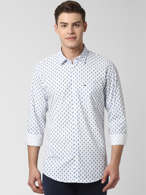 

Peter England Casuals Men White & Blue Slim Fit Printed Casual Shirt