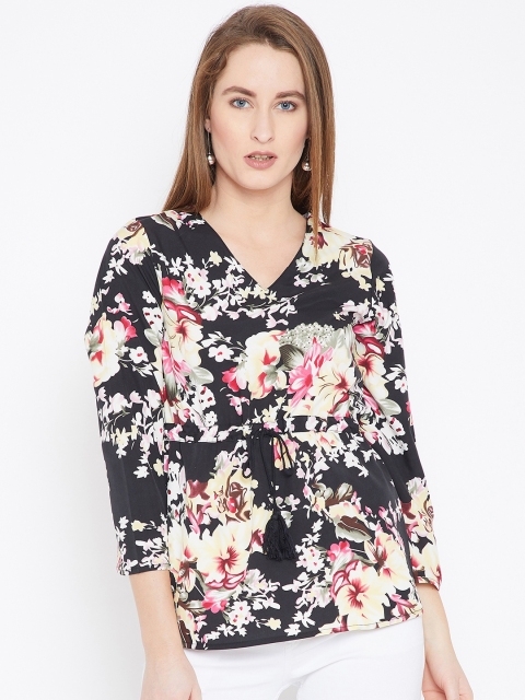 

Toshee Women Black Floral Print Top
