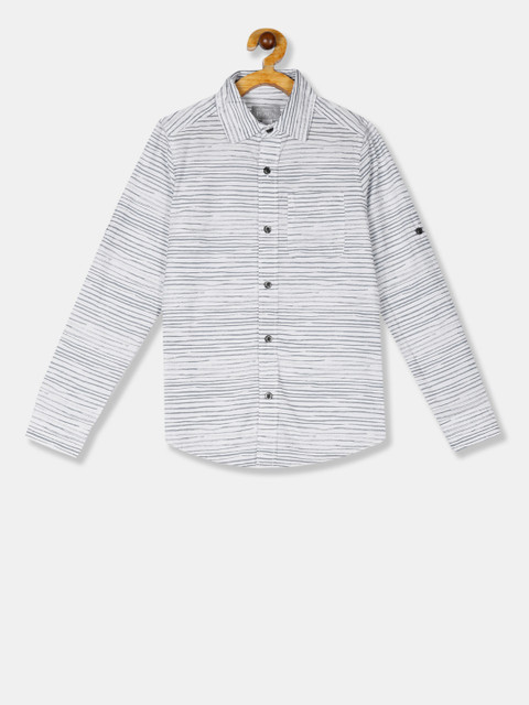 

The Childrens Place Boys White & Grey Regular Fit Striped Casual Shirt