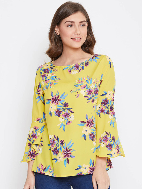 

Toshee Women Yellow & Purple Floral Print Top