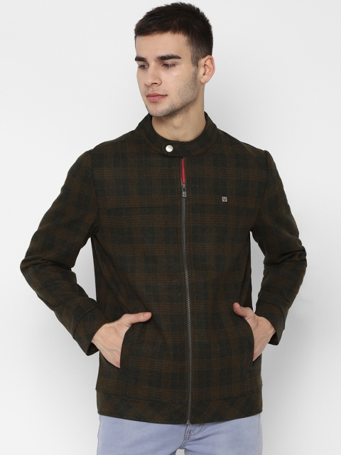 

Allen Solly Men Olive Green Checked Padded Jacket