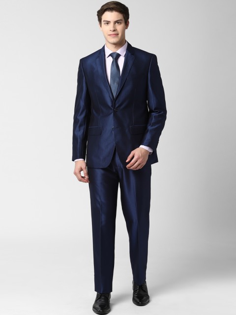 

Peter England Men Navy Blue Self Design Single-Breasted Suit