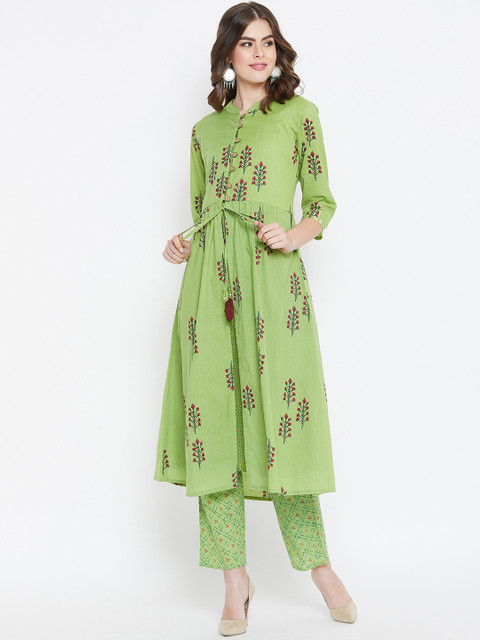 

Prakhya Women Green Printed Kurta with Trousers