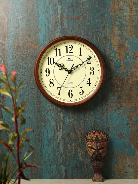 

ZANIBO Beige Round Solid 28 cm Analogue Wall Clock