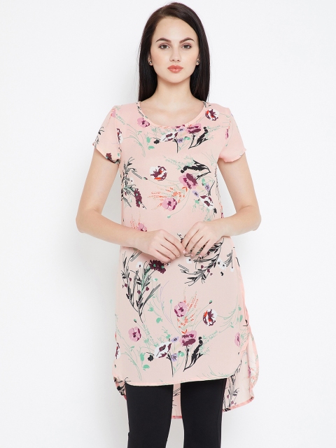 

Toshee Women Peach-Coloured & Black Floral Print High-Low Tunic