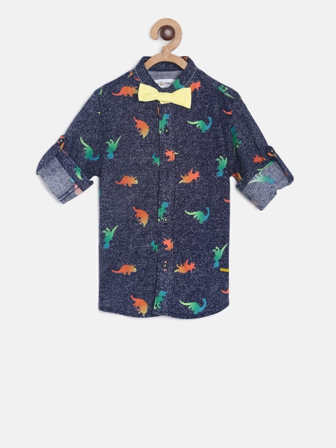 

TALES & STORIES Boys Navy Blue Regular Fit Printed Casual Shirt