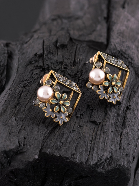 

E2O Gold-Plated & Green Floral Studs