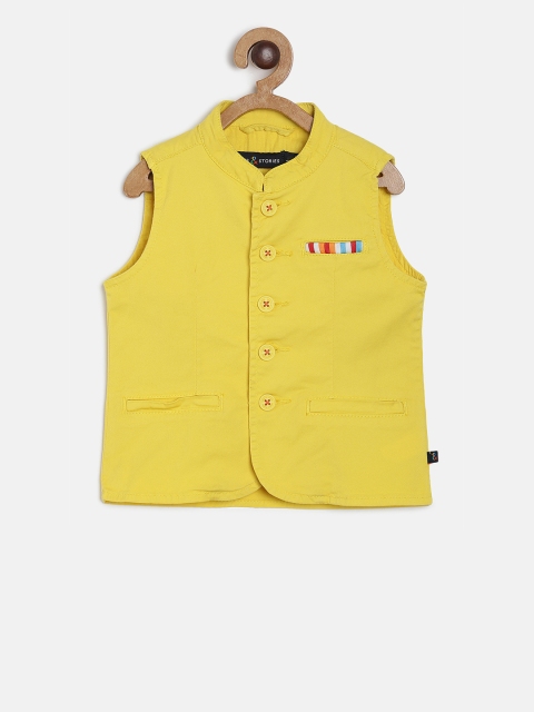 

Tales & Stories Boys Yelllow Solid Regular Fit Waistcoat, Yellow