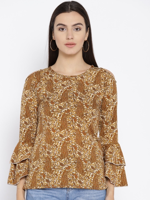 

Cottinfab Women Brown Printed Top