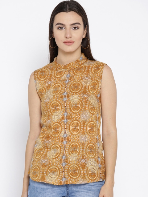 

Cottinfab Women Brown Printed Top