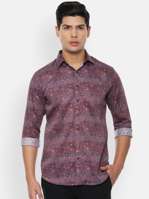 

V Dot Men Mauve Slim Fit Printed Casual Shirt