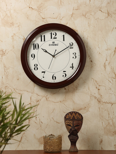

ZANIBO White Round Solid Analogue Wall Clock