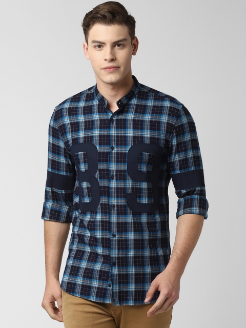 

Peter England Casuals Men Navy Blue Slim Fit Checked Casual Shirt